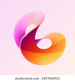 Liquid 3D geometric shapes. Colored ball of spiral line. Abstract vector design element