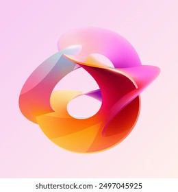 Liquid 3D geometric shapes. Colored ball of spiral line. Vector design elements.