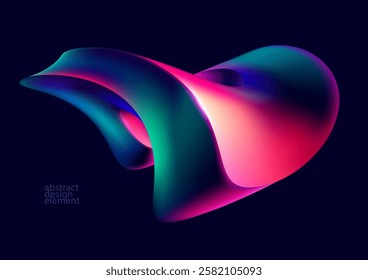 Liquid 3D geometric shapes. Colored ball of spiral line. Abstract vector design element	
