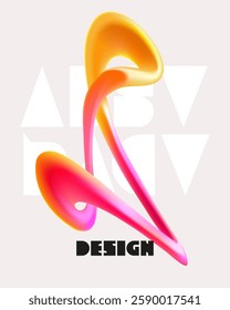Liquid 3D geometric shapes. Colored form of spiral line. Abstract poster design.