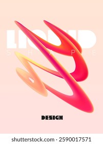 Liquid 3D geometric shapes. Colored form of spiral line. Abstract poster design.