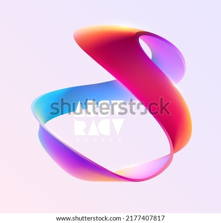 Liquid 3D geometric shapes. Colored ball of spiral line. Abstract vector design element