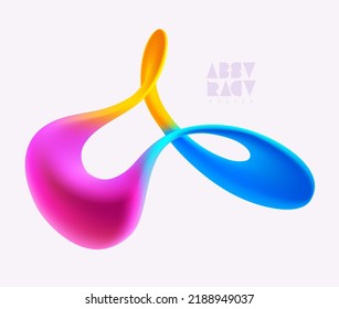 Liquid 3D geometric shapes  Colorful spiral line  Abstract vector design element