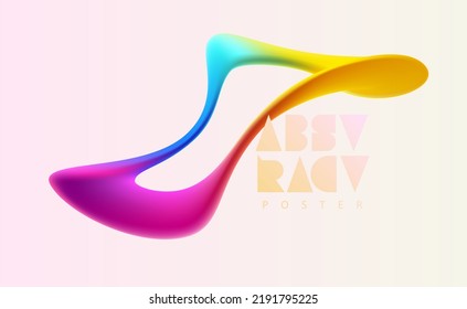 Liquid 3D geometric shapes. Colorful twisted circle. Abstract vector design element