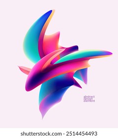Liquid 3D iridescent shape. Abstract spiral wave ribbon. Colorful design element.