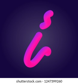 Liquid 3d plastic pink and proton purple gradient letter I isolated on ultraviolet background. Vector of bubble twisted font.