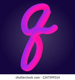 Liquid 3d plastic pink and proton purple gradient letter Q isolated on ultraviolet background. Vector of bubble twisted font.