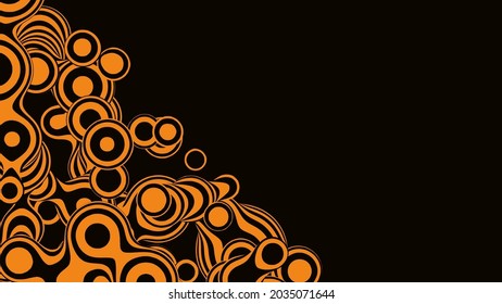 Liquid 3D tiger stripes metaball, with organic structure. Abstract vector orange shapes background. Fluid shapes.