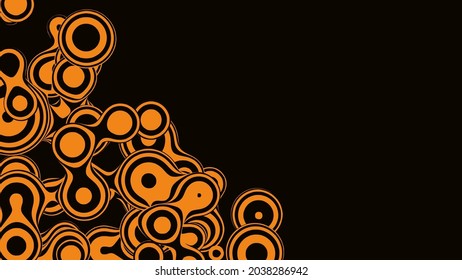 Liquid 3D tiger stripes metaball, with organic structure. Abstract vector orange shapes background. Fluid shapes.