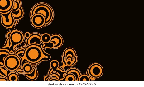 Liquid 3D tiger stripes metaball, with organic structure. Abstract vector orange shapes background. Fluid shapes.