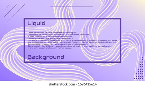 Liquid 3d wave background. Abstract modern graphic element. Dynamical colored forms and waves. Modern landing page design. Modern Vector Illustration.