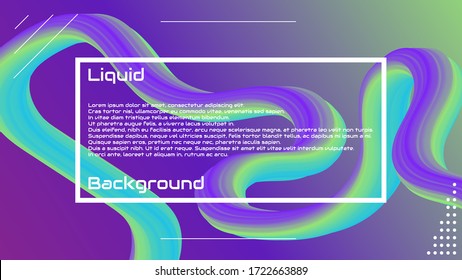 Liquid 3d wave background. Liquid 3d fluid shape backgroud. Modern landing page design. Solid colors 3d abstration. Beautiful gradient wave. Vector stock graphics. eps 10.