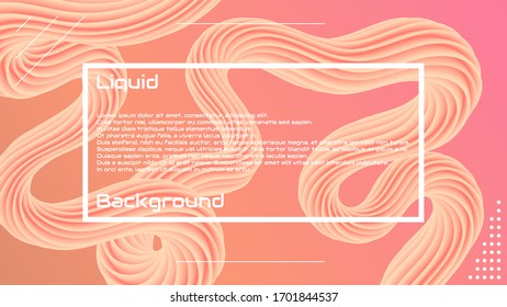 Liquid 3d wave background. Landing page. Fluid shape. Futuristic design poster. Template for websites or apps.Vector.