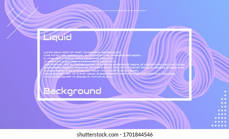 Liquid 3d wave background. Landing page. Fluid shape. Futuristic design poster. Template for websites or apps.Vector.