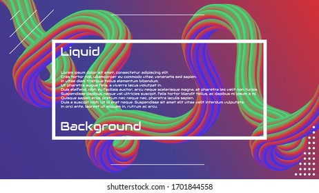 Liquid 3d wave background. Landing page. Fluid shape. Futuristic design poster. Template for websites or apps.Vector.
