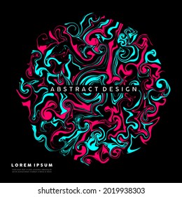 Liquid abstract art with mix of light blue and pink paint. Vector illustration