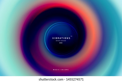 Liquid abstract background with colorful smooth flow of colors. Beautiful blurred backdrop with amazing fluid gradient. Design in trendy colors with gradual blend between shades. Vector illustration