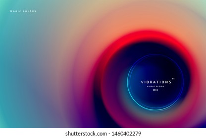 Liquid abstract background with colorful smooth flow of colors. Beautiful blurred backdrop with amazing fluid gradient. Design in trendy colors with gradual blend between shades. Vector illustration