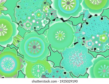 Liquid abstract background with floral pattern