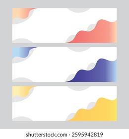  Liquid abstract background. Orange yellow blue fluid vector banner template for social media, web sites. Wavy shapes