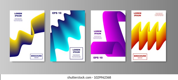 Liquid abstract backgrounds color covers set. Dynamic fluid shapes. Catalog page with smooth gradient. vector illustration