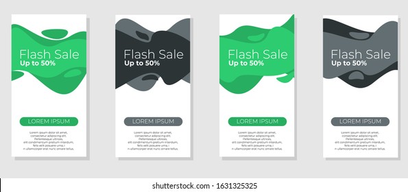 Liquid abstract banner. Dynamic modern fluid abstract background for flash sale banners. Sale banner template design, Flash sale special offer set. Isolated on white background. Eps 10 vector.