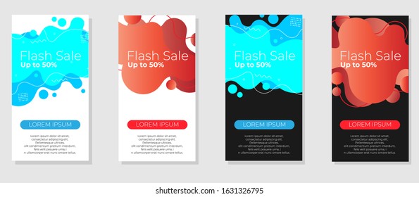 Liquid abstract banner. Dynamic modern fluid abstract background for flash sale banners. Flash sale special offer set. Isolated on black and white background. Eps 10 vector.