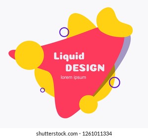 Liquid abstract banner flat style. Minimal futuristic shape for banner, logo, presentation, flyer, poster, web, print, social post. Isolated dynamic fluid geometric background. Vector 10 eps