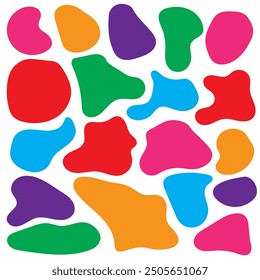 Liquid abstract blob shape colorful design. Unique asymmetric element collection.