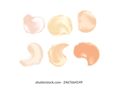 Liquid abstract blob shapes, aesthetic shiny gradient brush stroke set, abstract organic elements isolated background. Nude color decoration collection.
