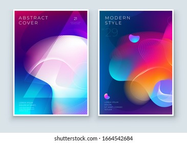 Liquid Abstract Cover Background Design. Fluid Dynamic Graphic Element for Modern Brochure, Banner, Poster, Flyer or Presentation Template with Line Pattern. Color Flow Frame illustration.