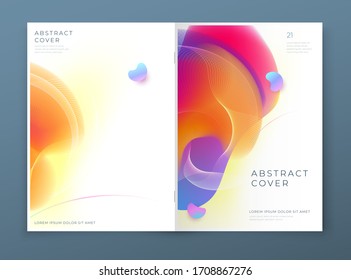 Liquid Abstract Cover Background Design. Fluid Dynamic Graphic Element for Modern Brochure, Banner, Poster, Flyer or Presentation Template with Line Pattern. Color Flow Frame illustration.
