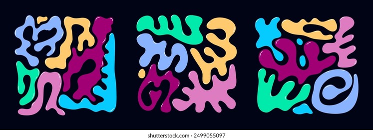 Liquid abstract, funky, retro, organic blob shapes
