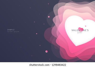 Liquid abstract graphic shape Valentine’s Day. Dynamic space background with futuristic geometric flower rose for holiday offer and advertising card. Trendy modern layout. EPS 10