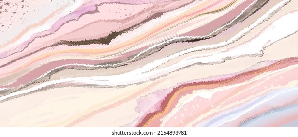 Liquid abstract marble painting background print. Abstract horizontal banner design template. Vector illustration