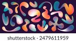 Liquid abstract organic blob shapes, silhouettes. Relax, colorul fluid  elements. Bubbles and drops in trendy y2k style. Spots, drops set. Soft gradient texture