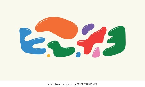 Liquid abstract organic blob shapes. Wavy elements bubbles and drops in trendy y2k style.	