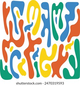 Liquid abstract organic blob shapes. Wavy elements bubbles and drops . EPS 10