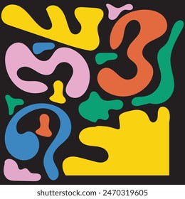 Liquid abstract organic blob shapes. Wavy elements bubbles and drops . EPS 10