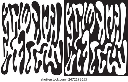 Liquid abstract organic blob shapes background set. Wavy elements bubbles and drops. EPS 10 