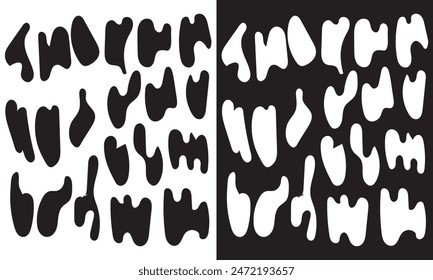 Liquid abstract organic blob shapes background set. Wavy elements bubbles and drops. EPS 10 