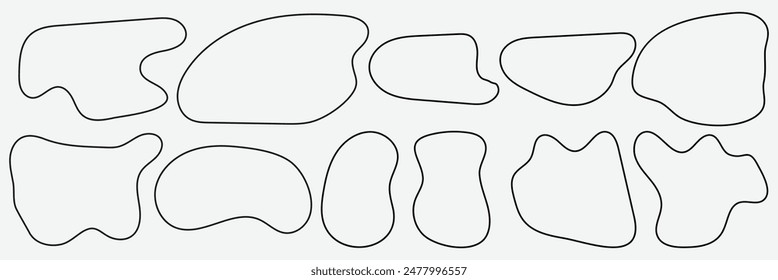 Liquid abstract organic blob shapes. Vector flat illustration. Black wavy bubbles. liquid abstract blob shape. Eps 10.