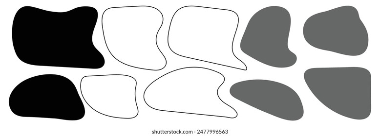 Liquid abstract organic blob shapes. Vector flat illustration. Black wavy bubbles. liquid abstract blob shape. Eps 10.
