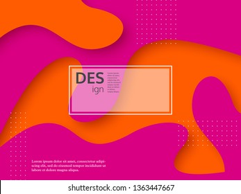 Liquid abstract pink and orange background. 3d fluid shapes composition, trendy minimal design. Vector illustration.