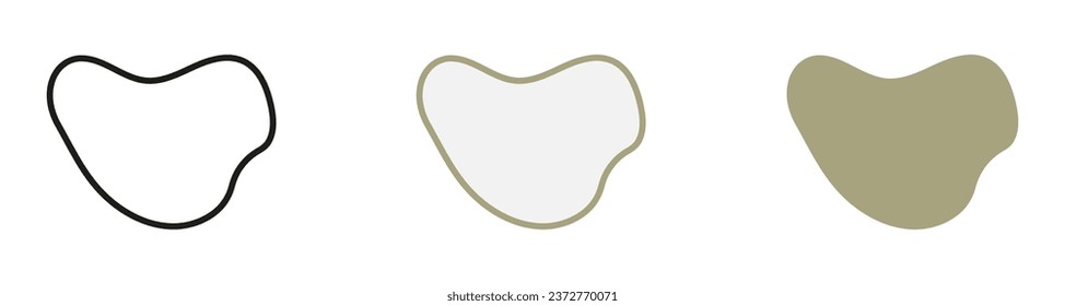 Liquid Abstract Shape Set. Blob in Minimal Geometric Form Collection. Curvy Wavy Elements for Modern Design. Dynamic, Irregular Random Shape. Organic Wave Frame. Isolated Vector Illustration.