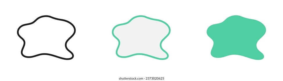 Liquid Abstract Shape Set. Blob in Minimal Geometric Form Collection. Curvy Wavy Elements for Modern Design. Dynamic, Irregular Random Shape. Organic Wave Frame. Isolated Vector Illustration.