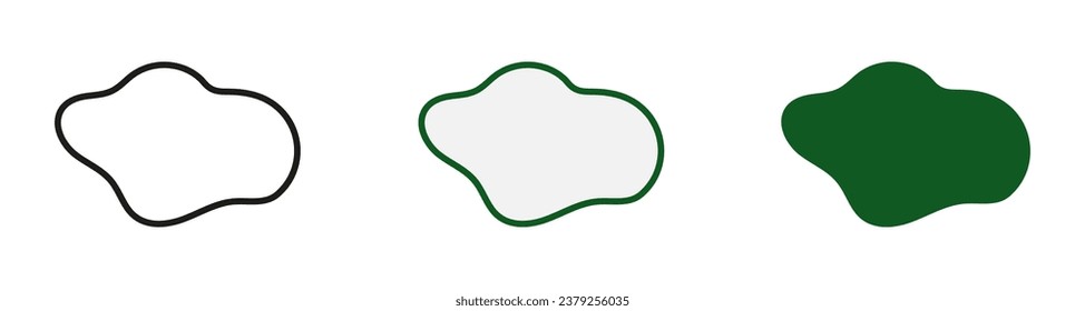 Liquid Abstract Shape Set. Blob in Minimal Geometric Form Collection. Curvy Wavy Elements for Modern Design. Dynamic, Irregular Random Shape. Organic Wave Frame. Isolated Vector Illustration.
