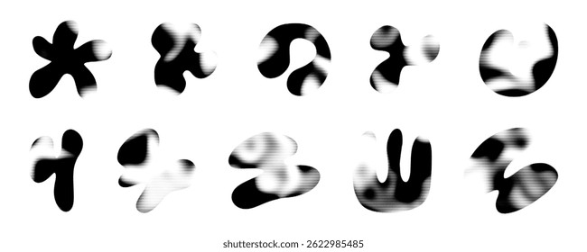 Liquid abstract shapes with highlights and halftones create a mesmerizing interplay of light and form in a minimalist design.