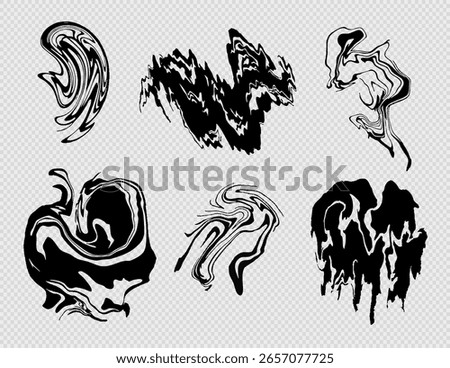Liquid abstract shapes. Modern Distorted Ink Vector Element Set.
