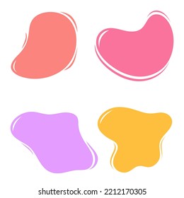 Conjunto de formas de resumen líquido. Ilustración de fondo del vector plano. Plantilla de colores modernos de Candy. Elementos gráficos geométricos.